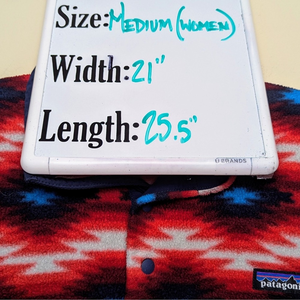 Patagonia Womens Synchilla Snap T Fleece Pullover Red Wild Desert Aztec Medium - Picture 7 of 8